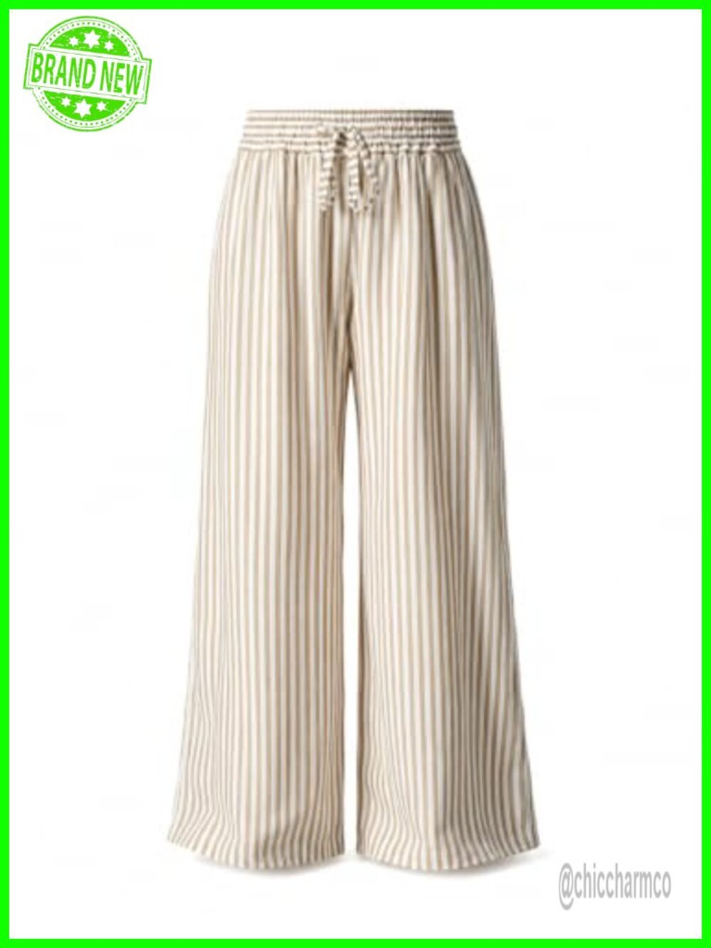 Women High Waist Wide Leg Palazzo Pants with Pockets Drawstring Casual